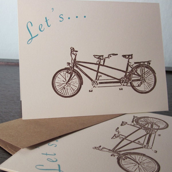 Let’s - Tandem Bike 6-Pack Gocco Invitations sérigraphiées