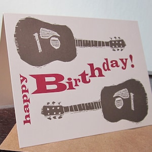 Birthday Guitars Letterpress Printed Birthday Card image 1