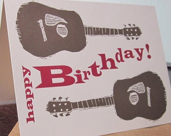 Birthday Guitars 24-Pack - Letterpress Printed Birthday Card