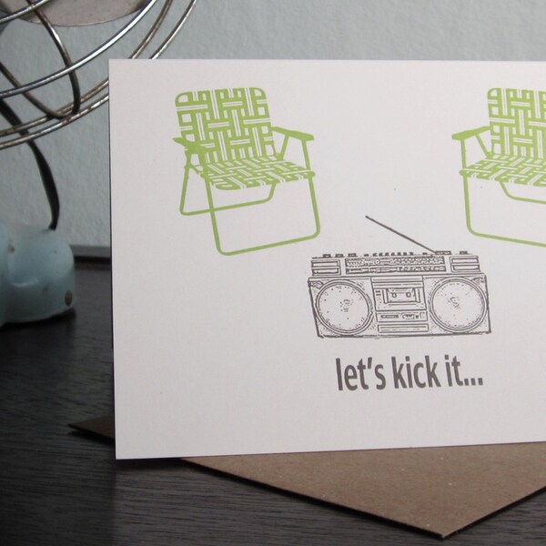 Let's Kick It - Letterpress Printed 6-Pack Greeting Cards / Invitation Cards