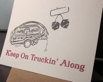 Keep On Truckin' Along - 6-Pack Gocco Screen-Printed Art Card