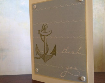 Anchor and Waves Thank You Card - Gocco Screen-Printed Card