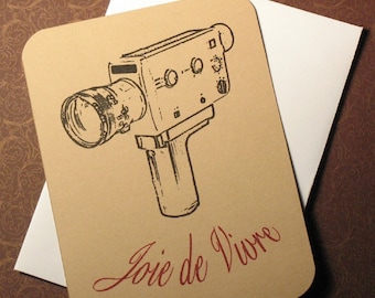 Joie de Vivre Camera - Carte d’art cinéma sérigraphiée Flat Gocco