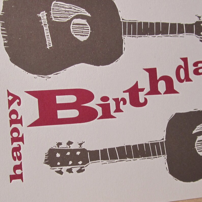 Birthday Guitars Letterpress Printed Birthday Card image 3