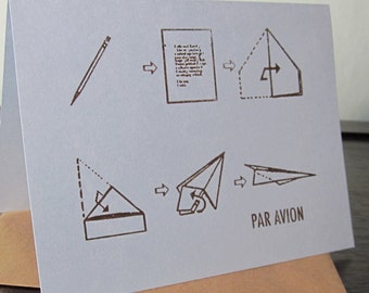 Par Avion - Carte d’art sérigraphiée Gocco