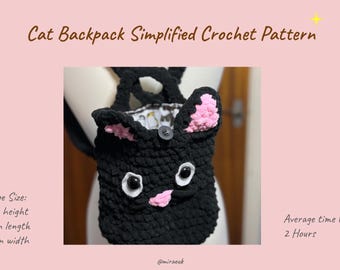 Cat Backpack Simplified Crochet Pattern