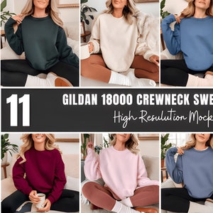 Lot de maquettes Gildan 18000, Lot de pulls 18000, Maquettes de modèle Gildan, Lot de sections entières, Maquettes style de vie, Photos de maquette de sweat-shirt