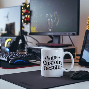 Christmas Mug Mockup | 11 oz Ceramic Mug Styled Stock Photo | Winter Coffee Mug Digital JPEG | Holiday Decor Image