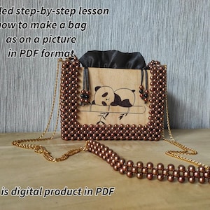 PDF Beaded Bag pattern | Beading pattern | Wooden bag PDF | DIY Bag tutorial | Craft gift for her | Do it yourself bag pattern | Trend bag