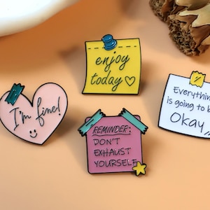 Motivational Quotes Enamel Pin | Positive Pin Badge | Lapel Pin | Collar Pin | Funny Enamel Pin Set | Gift for Her Him