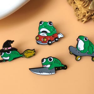Funny Small Frog Enamel Pin | Cute Pin Badge | Lapel Pin | Collar Pin | Funny Enamel Pin Set | Gift for Her Him
