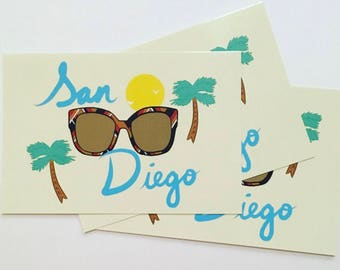 San Diego Ansichtkaart Set - 5 Californische zonnebril palmbomen CA Socal Souvenir