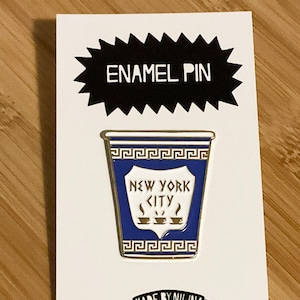New York Coffee Enamel Pin - NYC City Manhattan Brooklyn Harlem NY Queens Souvenir