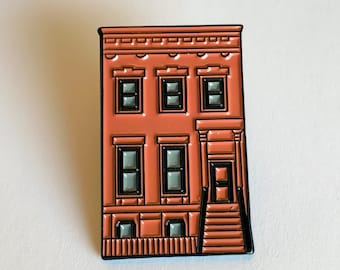 Brownstone Enamel Pin - New York City Boston Manhattan Brooklyn Harlem Philadelphia Philly NY NYC Home Apartment Building 1.25 inches