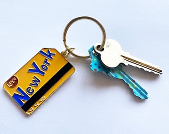 New York Subway Enamel Keychain - NYC City Manhattan Brooklyn Harlem NY Souvenir