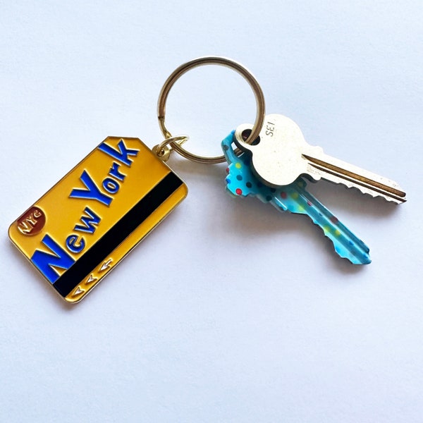 New York Subway Enamel Keychain - NYC City Manhattan Brooklyn Harlem NY Souvenir