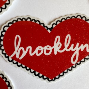 Brooklyn New York Vinyl Sticker BK Manhattan Queens Bronx Staten Island Love Heart Glitter Sparkle NYC City NY Decal Souvenir image 3