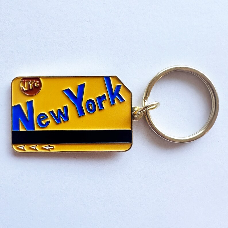 New York Subway Enamel Keychain NYC City Manhattan Brooklyn Harlem NY Souvenir Regular