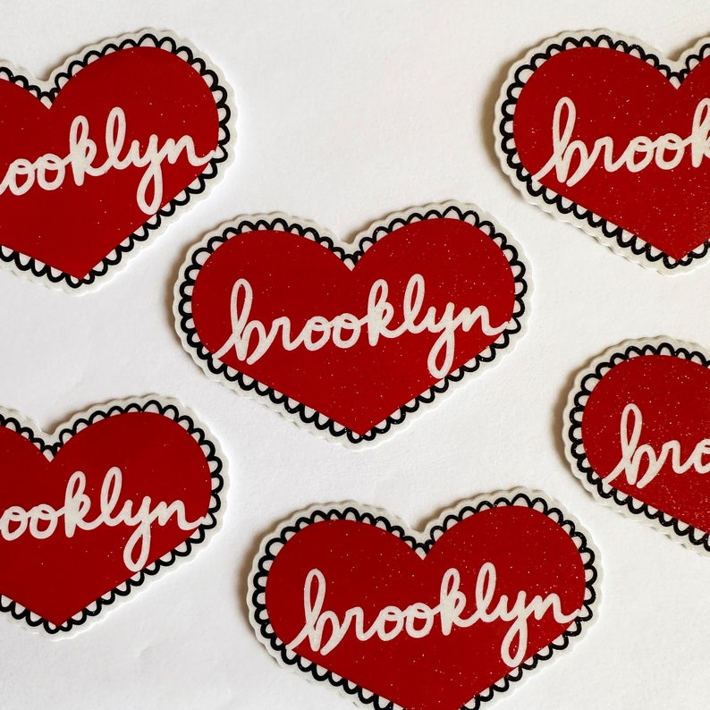 Brooklyn New York Vinyl Sticker BK Manhattan Queens Bronx Staten Island Love Heart Glitter Sparkle NYC City NY Decal Souvenir Brooklyn