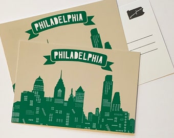 Philly Skyline Postcard Set - 3 Philadelphia City Silhouette Pennsylvania PA Postcards Souvenir Souvenirs