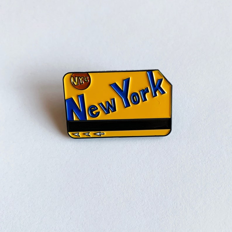 New York Subway Enamel Pin NYC City Manhattan Brooklyn Harlem NY Fare Card
