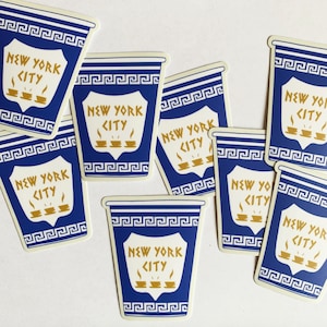 NY Greek Coffee Vinyl Aufkleber - New York City Icon Cup Souvenir - Brooklyn, Queens, Manhattan, BK, NYC