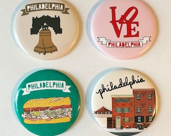 Philly Magnet - LOVE Liberty Bell Landmark Philadelphia Pennsylvania Statue Art Row Houses Sculpture Hoagie Food Souvenir