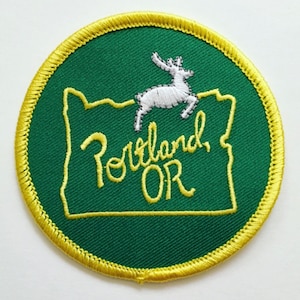 Portland, Oregon White Stag Iron-on Patch - 2.5 inches