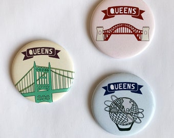 Queens Magnet - New York City NY NYC Astoria RFK Hellgate Bridge Globe Unisphere Flushing Ridgewood Forest Hills Jackson Heights Souvenir