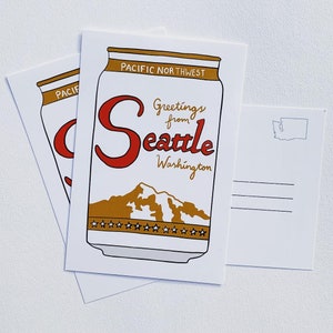 Carte postale de Seattle - Ensemble de 3 Mount Rainier Beer sur le thème de Washington Souvenir