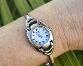 Vintage Dainty Anne Klein II Silver Tone Bracelet Watch - Working