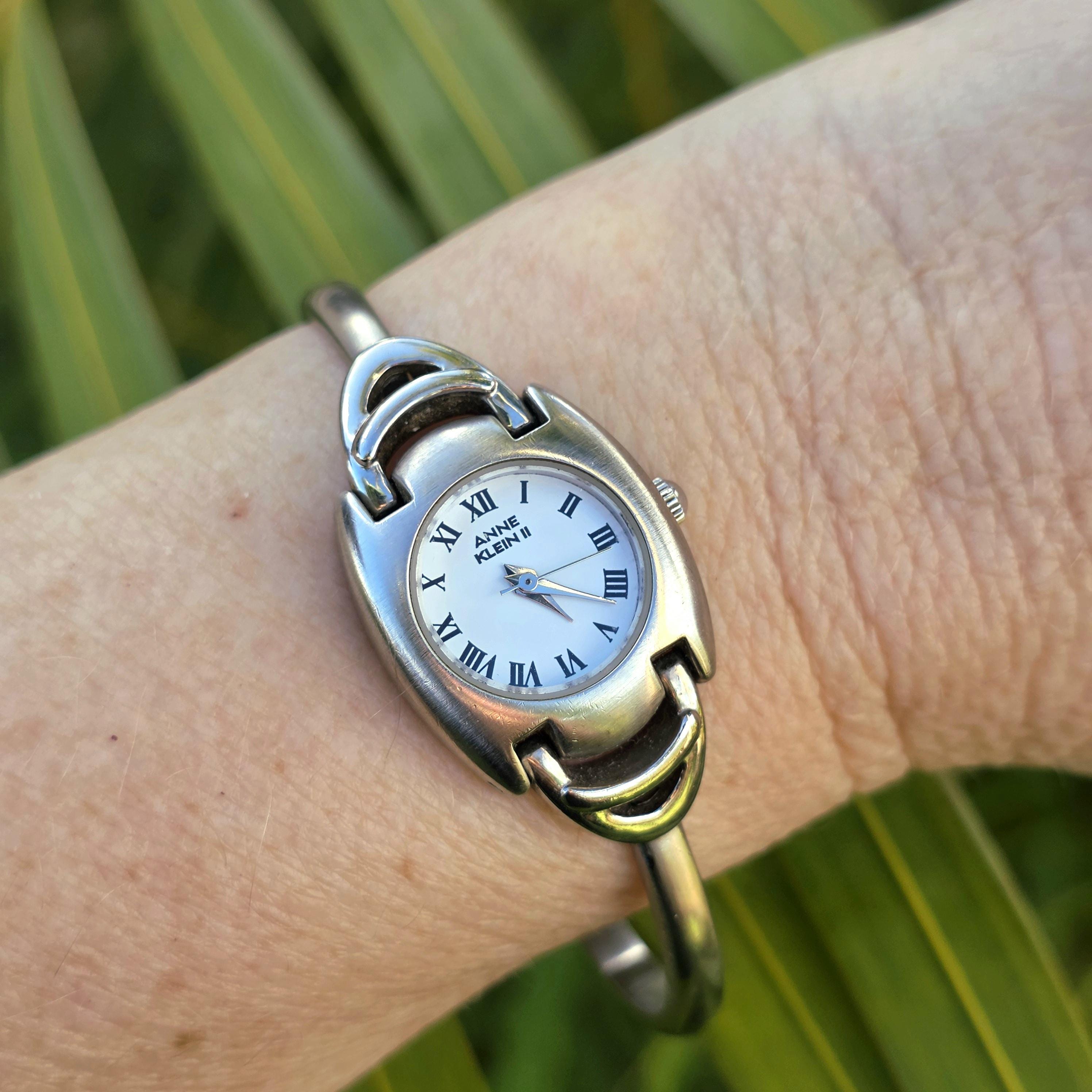 Anne Klein Womens White Dial Goldtone‎ Leather Strap 10 9182 Rhinestones Y2K 90s Anne Klein Ii Watch - Etsy main image 3
