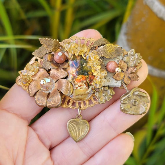 Broche Ancienne Française Vintage - Bijou Antique En Métal, Pièce Rare Et Unique