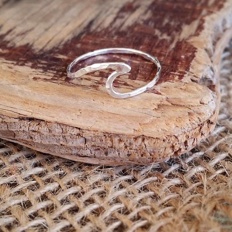 Silver Wave Ring, Dainty Wave Ring, Wave Rings for Women, Dainty Ring, Wave Ring Silver, Hawaii Wave Ring,Nalu Ring,Hawaii Ring,Gift for Her image 1