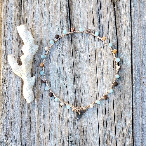 Boho Beaded Crochet Anklet Neutral Beach Hippie Jewelry Made Etsy