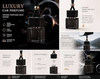 Car scents with Arabic Oud Perfume Oils | Luxury Car Air Freshener | with free vent clip