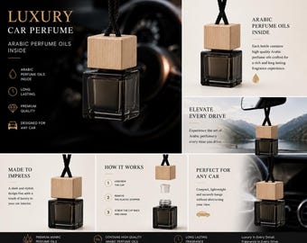 Car scents with Arabic Oud Perfume Oils | Luxury Car Air Freshener | with free vent clip