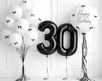 Globos personalizados / Globos negros y plateados / Globos de feliz cumpleaños personalizados / Globos para eventos / Ramo de globos / Globos de fiesta