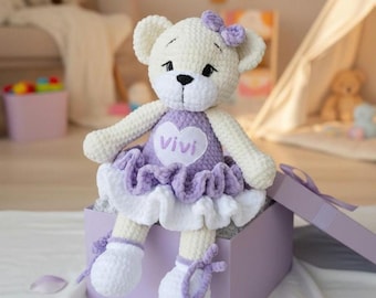 Oso de peluche de ganchillo, animal de peluche personalizado, ganchillo hecho a mano, peluches, regalo para baby shower, juguetes de peluche, oso de peluche de peluche, oso de peluche hecho a mano