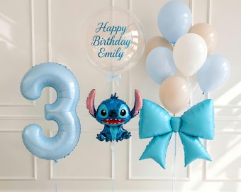 Set de globos de cumpleaños de Stitch, decoraciones de cumpleaños personalizadas, globos de cumpleaños personalizados, globos de cumpleaños infantiles, decoración para fiestas