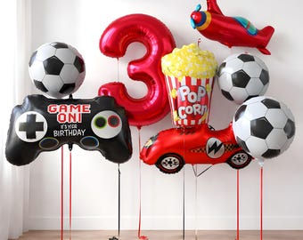 Globos personalizados para cumpleaños infantiles, kit de globos con temática de carreras, globos de coches de carreras, globo de mando de videojuegos, conjunto de arco de globos