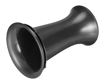 May include: Black plastic speaker horn with a flared opening on one end and a smaller opening on the other end.