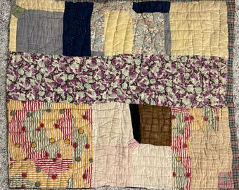 Vintage quilt piece patchwork shabby chic craft supplies large