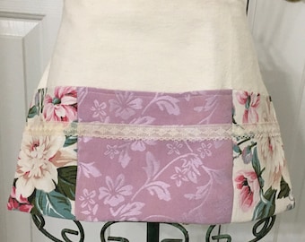 3 pocket utility apron organizer upcycled vintage fabric vendor apron Easter Mothers Day craft apron teacher