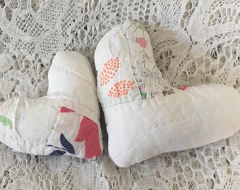 2 heart pillow tucks, Upcycled vintage quilt, cottage chic, pink shabby decor, farm house, basket/bowl filler, gift decoration