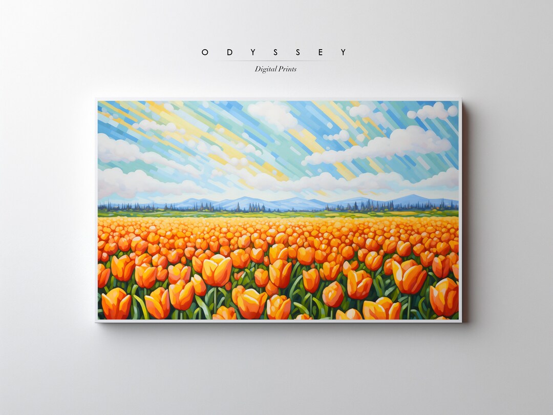 Printable Tulip Field Oil Painting Wall Art Home Decor Kitchen Decor ...