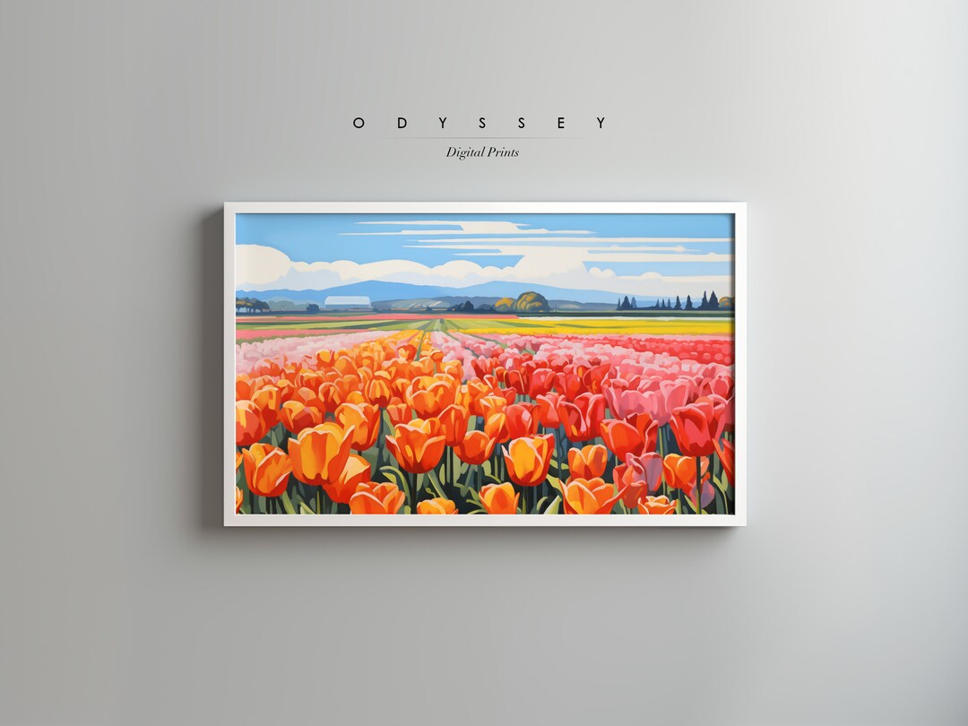 Printable Tulip Field Painting Wall Art Home Decor Kitchen Decor ...