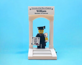 Custom Lego Graduation Gift | Personalised University College Graduation Lego Gift Cake Topper | Personalised Graduate Gift for Him