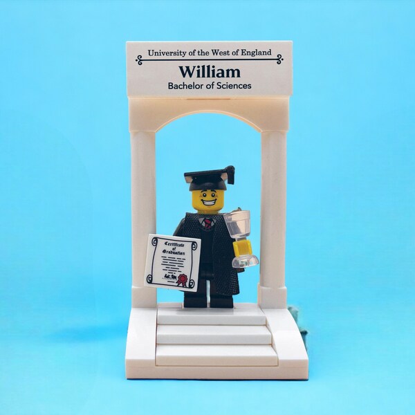 Custom Lego Graduation Gift | Personalised University College Graduation Lego Gift Cake Topper | Personalised Graduate Gift for Him