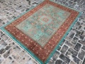 6x8 Handmade Afghan Rug | Turquoise Coral Red  Warm Brown Forest Green Cream | Mamluk Wool Hand Knotted Woven Luxury Woolen Oriental Woolen product logo